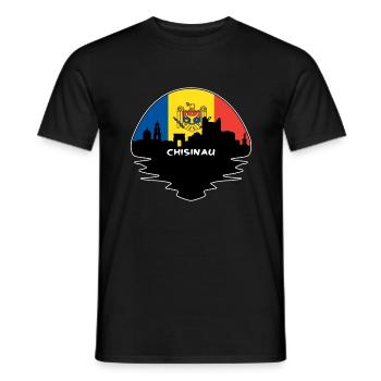 Chisinau Moldawien Flagge Skyline Silhouette Reisen - Männer T-Shirt - Schwarz - Vorne - AI Model Male 178 light (178cm)
