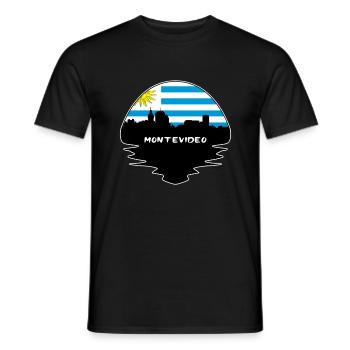 Montevideo Uruguay Flagge Skyline Silhouette Reisen - Männer T-Shirt - Schwarz - Vorne - AI Model Male 178 light (178cm)