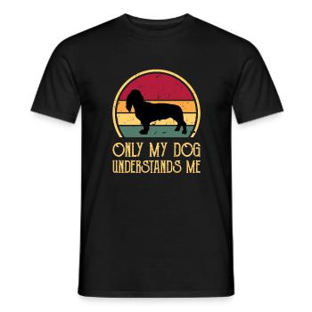 Basset Artesien Normand Dog Silhouette Retro Sun - Men's T-Shirt - black - Front - AI Model Male 178 light (178cm)