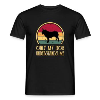 Australischer Cattle Hund Liebe Silhouette Retro Sonnenuntergang - Männer T-Shirt - Schwarz - Vorne - AI Model Male 178 light (178cm)
