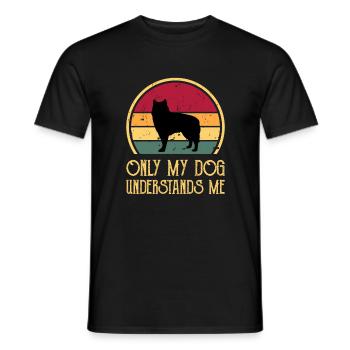 Alaskan Malamute Hundeliebhaber Silhouette Retro Sonnenuntergang - Männer T-Shirt - Schwarz - Vorne - AI Model Male 178 light (178cm)