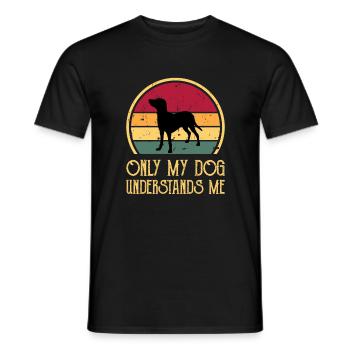 Bleu De Gascogne Petit Dog Silhouette Retro Sunset - Männer T-Shirt - Schwarz - Vorne - AI Model Male 178 light (178cm)