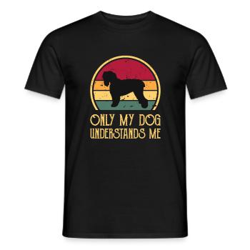 Noir Terrier Russe Chien Silhouette Rétro Coucher de Soleil - T-shirt homme - noir - Devant - AI Model Male 178 light (178cm)