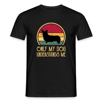 Corgi Dog Silhouette Vintage Sunset for Dog Lovers - Men's T-Shirt - black - Front - AI Model Male 178 light (178cm)