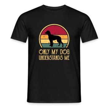 Chien Francais Tricolore Dog Silhouette Retro Sun - Men's T-Shirt - black - Front - AI Model Male 178 light (178cm)