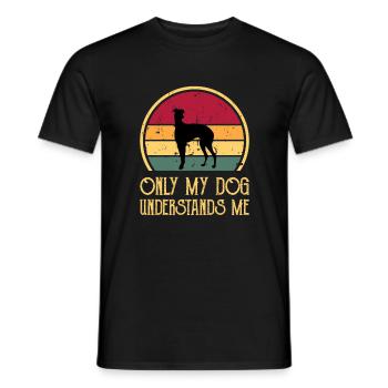 Galgo Espanol Dog Lover Silhouette Vintage Sunset - Men's T-Shirt - black - Front - AI Model Male 178 light (178cm)