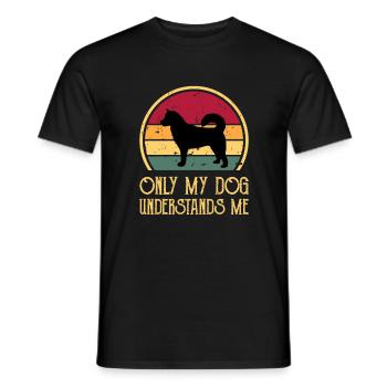 Ostsibirische Laika Hund Silhouette Retro Sonnenuntergang - Männer T-Shirt - Schwarz - Vorne - AI Model Male 178 light (178cm)