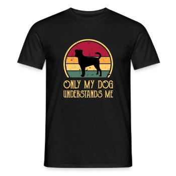 Chien de ferme suédois danois Silhouette Retro Coucher de soleil - T-shirt homme - noir - Devant - AI Model Male 178 light (178cm)