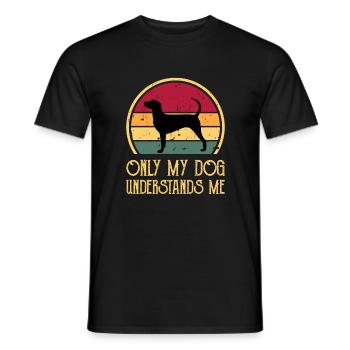 Dunker Dog Lover Silhouette Vintage Sunset - T-shirt homme - noir - Devant - AI Model Male 178 light (178cm)