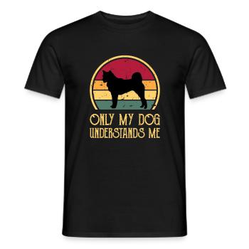 Hokkaido Ken Dog Lover Silhouette Vintage Sunset - T-shirt homme - noir - Devant - AI Model Male 178 light (178cm)