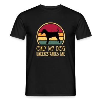 Irish Terrier Dog Lover Silhouette Vintage Sunset - T-shirt homme - noir - Devant - AI Model Male 178 light (178cm)