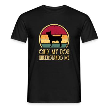 Hare Indian Dog Lover Silhouette Vintage Sonnenuntergang - Männer T-Shirt - Schwarz - Vorne - AI Model Male 178 light (178cm)