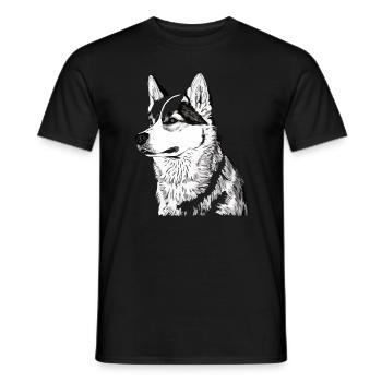 Nette Husky Hund Rasse Kopf Cartoon Illustration - Männer T-Shirt - Schwarz - Vorne - AI Model Male 178 light (178cm)