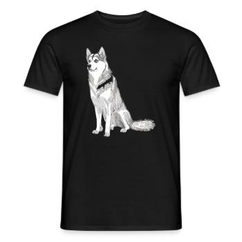 Nette Husky Hund Rasse Kopf Cartoon Illustration - Männer T-Shirt - Schwarz - Vorne - AI Model Male 178 light (178cm)