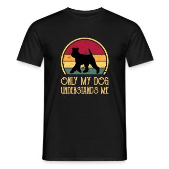 Welsh Terrier Dog Lover Silhouette Vintage Sunset - T-shirt homme - noir - Devant - AI Model Male 178 light (178cm)