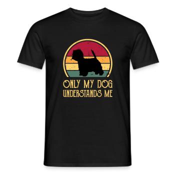 Westie Dog Lover Silhouette Vintage Sunset - T-shirt homme - noir - Devant - AI Model Male 178 light (178cm)