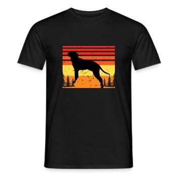 Braque Saint Germain Hund Silhouette Retro Sonnenuntergang - Männer T-Shirt - Schwarz - Vorne - AI Model Male 178 light (178cm)