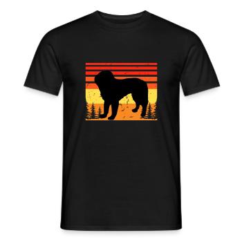 Bosnischer grobhaariger Hund Hund Silhouette Retro - Männer T-Shirt - Schwarz - Vorne - AI Model Male 178 light (178cm)