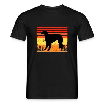 Borzoi Dog Lover Silhouette Vintage Sunset - Men's T-Shirt - black - Front - AI Model Male 178 light (178cm)