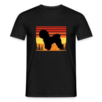 Bichon Frise Dog Lover Silhouette Vintage Sunset - T-shirt homme - noir - Devant - AI Model Male 178 light (178cm)