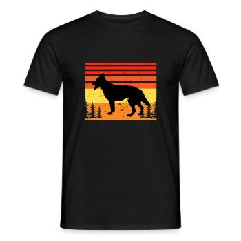 Berger Blanc Suisse Dog Silhouette Retro Sunset - Men's T-Shirt - black - Front - AI Model Male 178 light (178cm)