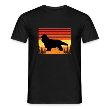 Cavalier Dog Lover Silhouette Vintage Sunset - Men's T-Shirt - black - Front - AI Model Male 178 light (178cm)