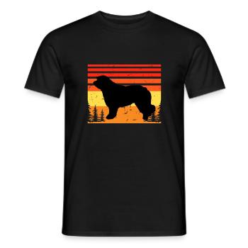 Katalanische Schäferhund Hund Liebhaber Silhouette Retro Sonnenuntergang - Männer T-Shirt - Schwarz - Vorne - AI Model Male 178 light (178cm)