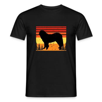 Caucasian Shepherd Dog Silhouette Retro Sunset - Men's T-Shirt - black - Front - AI Model Male 178 light (178cm)