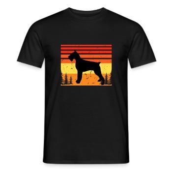 Schnauzer Géant Chien Amour Silhouette Vintage Coucher de Soleil - T-shirt homme - noir - Devant - AI Model Male 178 light (178cm)