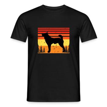 Karelian Bear Dog Lover Silhouette Vintage Sunset - Men's T-Shirt - black - Front - AI Model Male 178 light (178cm)