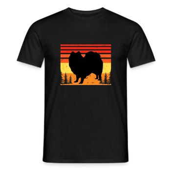 Indian Spitz Hundeliebhaber Silhouette Vintage Sonnenuntergang - Männer T-Shirt - Schwarz - Vorne - AI Model Male 178 light (178cm)