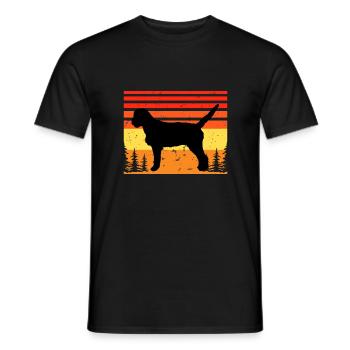 Griffon Fauve De Bretagne Dog Silhouette Retro - Men's T-Shirt - black - Front - AI Model Male 178 light (178cm)
