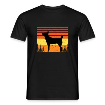 Hare Indian Dog Lover Silhouette Vintage Sonnenuntergang - Männer T-Shirt - Schwarz - Vorne - AI Model Male 178 light (178cm)