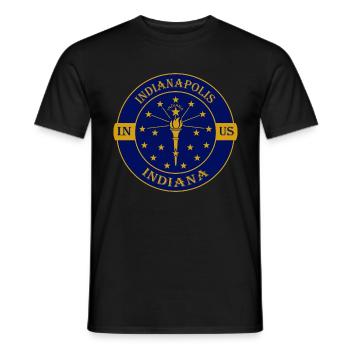 Indianapolis Indiana Flagge USA Souvenir Abzeichen - Männer T-Shirt - Schwarz - Vorne - AI Model Male 178 light (178cm)
