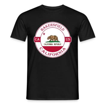 Bakersfield California Flag USA Souvenir Badge - Men's T-Shirt - black - Front - AI Model Male 178 light (178cm)