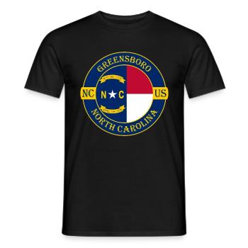 Greensboro North Carolina Flagge USA Reise Souvenir - Männer T-Shirt - Schwarz - Vorne - AI Model Male 178 light (178cm)