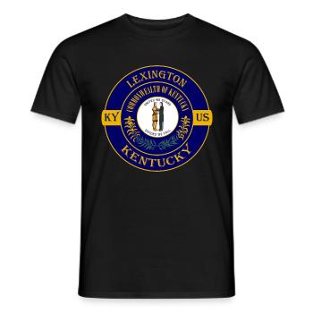 Lexington Kentucky Flagge USA Reise Souvenir Abzeichen - Männer T-Shirt - Schwarz - Vorne - AI Model Male 178 light (178cm)