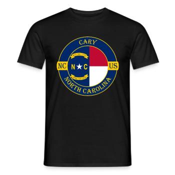Cary North Carolina Flag USA Travel Souvenir Badge - Men's T-Shirt - black - Front - AI Model Male 178 light (178cm)