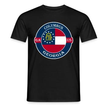 Columbus Georgia Flag USA Travel Souvenir Badge - T-shirt homme - noir - Devant - AI Model Male 178 light (178cm)