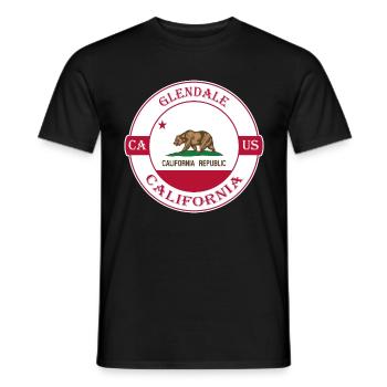 Glendale California Flag USA Travel Souvenir Badge - T-shirt homme - noir - Devant - AI Model Male 178 light (178cm)