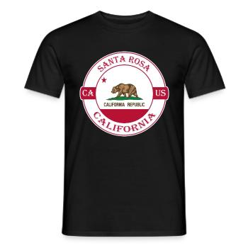 Santa Rosa California Flag USA Souvenir Badge - Men's T-Shirt - black - Front - AI Model Male 178 light (178cm)
