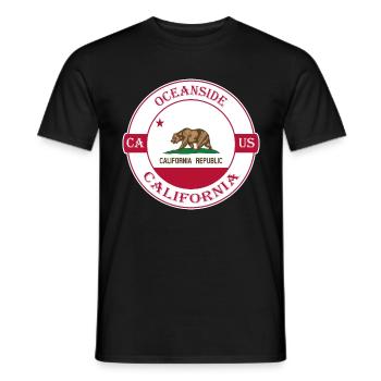 Oceanside California Flagge USA Souvenir Abzeichen - Männer T-Shirt - Schwarz - Vorne - AI Model Male 178 light (178cm)