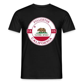 Fullerton California Flag USA Souvenir Badge - Men's T-Shirt - black - Front - AI Model Male 178 light (178cm)