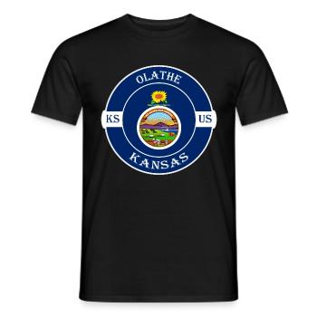 Olathe Kansas Flagge USA Reise Souvenir Abzeichen - Männer T-Shirt - Schwarz - Vorne - AI Model Male 178 light (178cm)