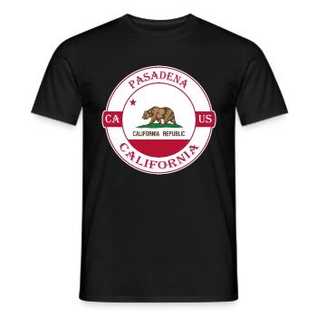 Pasadena California Flagge USA Reise Souvenir Abzeichen - Männer T-Shirt - Schwarz - Vorne - AI Model Male 178 light (178cm)