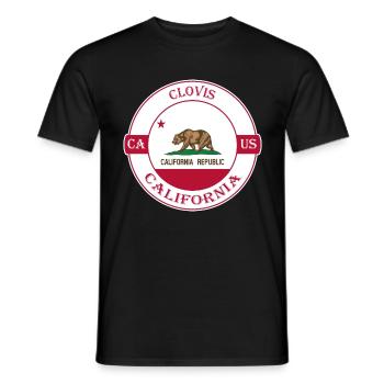 Clovis California Flag USA Travel Souvenir Badge - T-shirt homme - noir - Devant - AI Model Male 178 light (178cm)