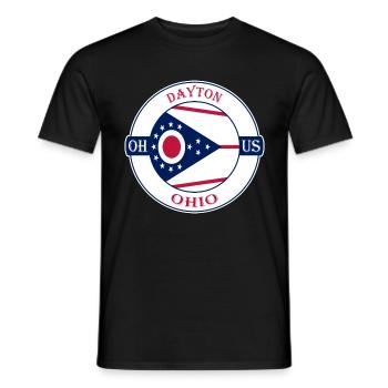 Dayton Ohio Flag USA Travel Souvenir Badge - Men's T-Shirt - black - Front - AI Model Male 178 light (178cm)