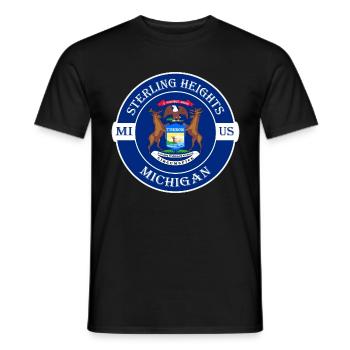 Sterling Heights Michigan Flagge USA Reisesouvenir - Männer T-Shirt - Schwarz - Vorne - AI Model Male 178 light (178cm)