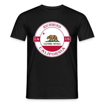 Richmond California Flagge USA Reise Souvenir Abzeichen - Männer T-Shirt - Schwarz - Vorne - AI Model Male 178 light (178cm)