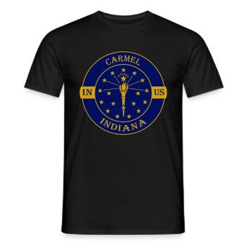 Carmel Indiana Flag USA Travel Souvenir Badge - Men's T-Shirt - black - Front - AI Model Male 178 light (178cm)